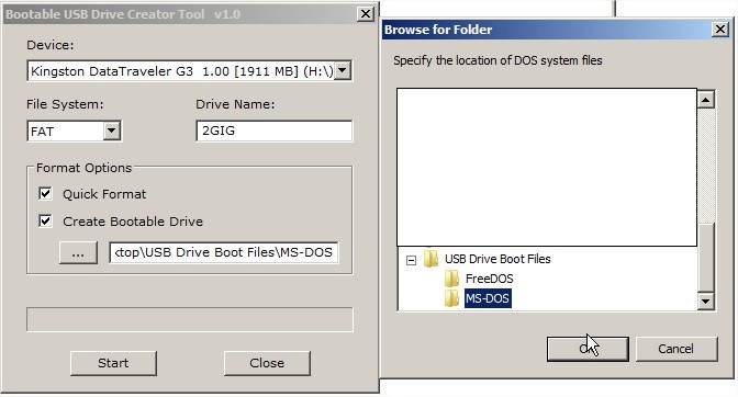 bootable usb drive creator tool dos